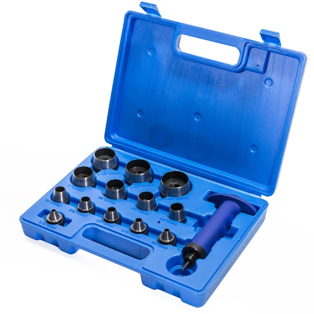 Heavy Duty 13 PCS Hollow Punch Kit W/Case Tool Set Gasket Leather Rubber + Case