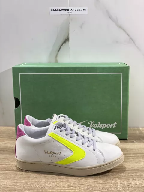 VALSPORT TOURNAMENT BASKET Femme Blanc Fluo Cuir Casual Chaussures