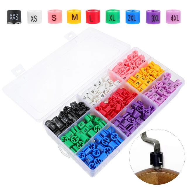 450 stücke Kunststoff Kleidung Größe Clips Aufhänger Größe Marker Farbkodierung