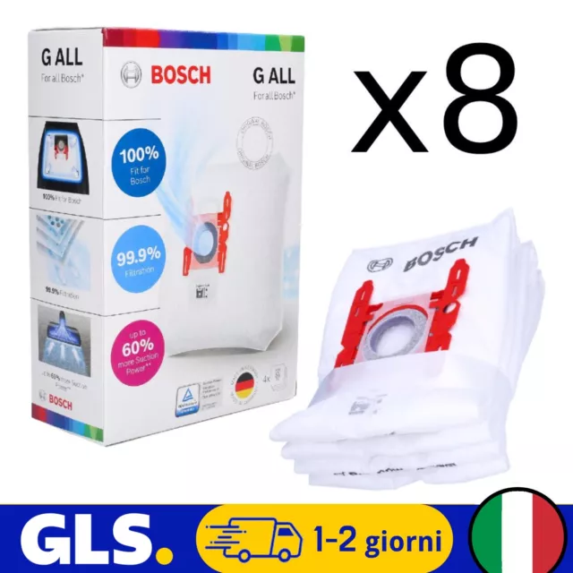 8X Sacchetto per aspirapolvere Bosch BBZ41FGALL Power Protect tipo G ALL