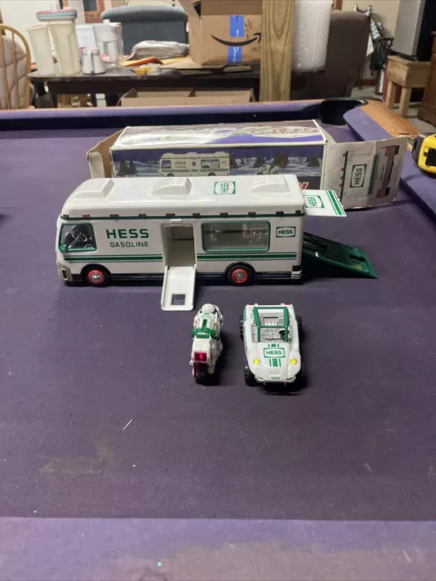 Vintage HESS 1998 Recreation Van With Dune Buggy And Motorcycle.