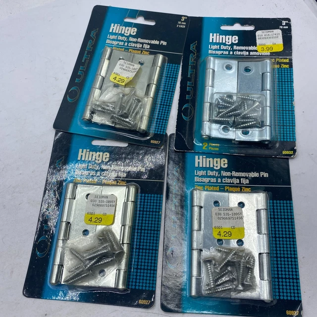 LOT OF 4 ULTRA Hinge Light Duty Zinc Plated Fence Gate Barn Door 3" 60927