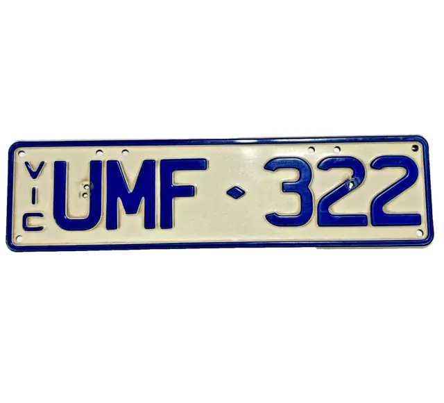 Victorian Slimline Australia License/ Number Plate #  UMF 322