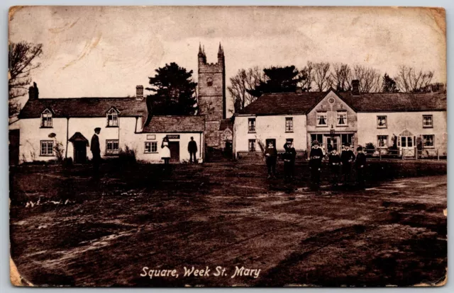 Postcard UK England Cornwall Week St Mary Square Post Office Bakery Kids