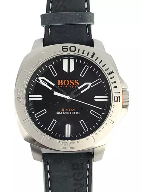 HUGO BOSS ORANGE Men's Quartz Watch Sao Paulo Black Dial Leather Strap 1513295