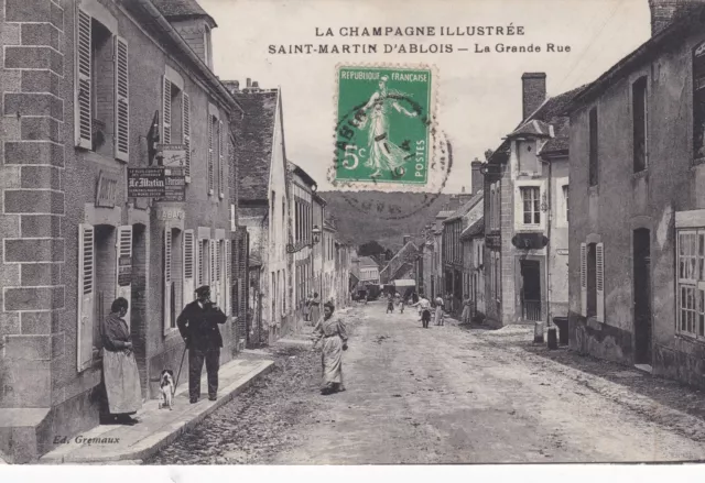 CPA 51 SAINT MARTIN D'ABLOIS La Grande Rue La Champagne Illustrée carte Rare