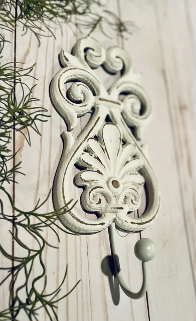 Farmhouse Chic Vintage 10" Wood Chippy Wall Hook Coat Towel Hanger Key Holder