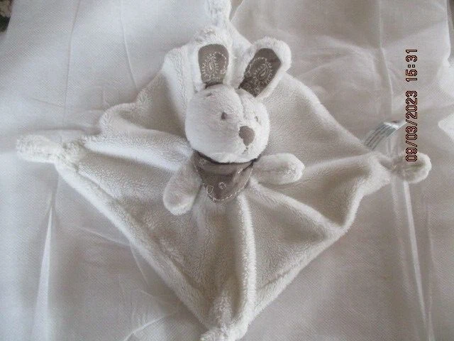 doudou plat lapin blanc foulard taupe beige marron SIMBA TOYS NICOTOY