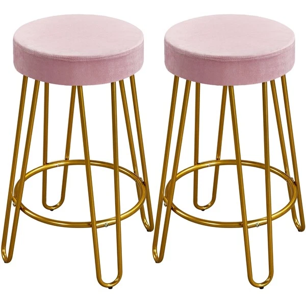 Lot de 2 Tabourets de Bar Tabourets Hauts Siège de Cuisine Rond Salle À Manger
