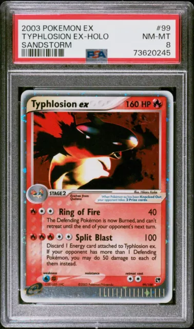 2003 Pokemon EX Sandstorm Typhlosion ex holo 99/100 PSA 8 Near Mint - Mint Swirl