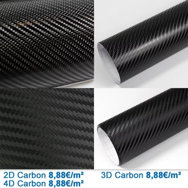 8,5€/m² Auto-Folie SCHWARZ 3D 4D 5D Carbon Folie GLANZ MATT Folie