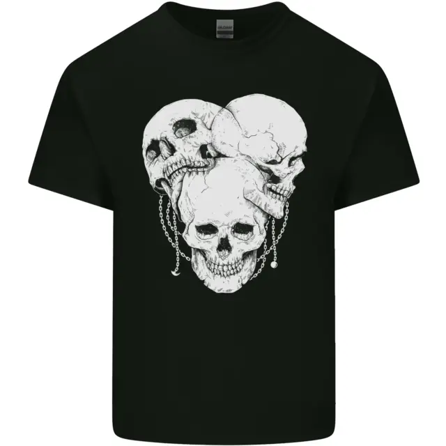 T-shirt top da uomo biker demon cotone 4 teschi gotica metallo pesante
