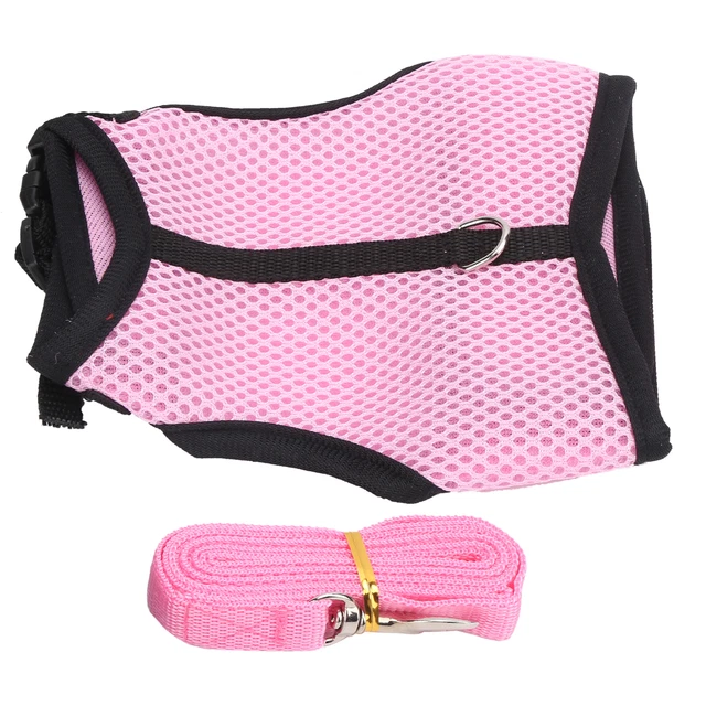 Pet Pink Mesh Traction Harness Brust Zurück Mit Leine Für Kaninchen Guinea Pig P
