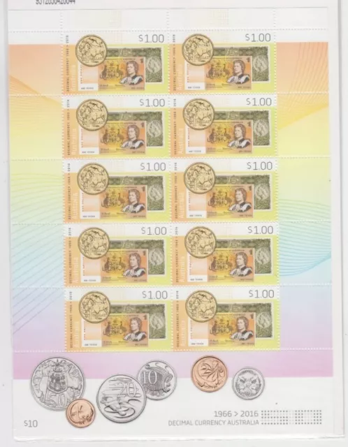 2016 Decimal Currency Australia Muh Minisheet (Jd6653)