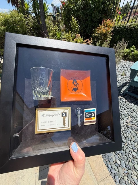 LOT OF 2 PLAYBOY CLUB Glass Ashtray 60s Vintage Yellow Orange
