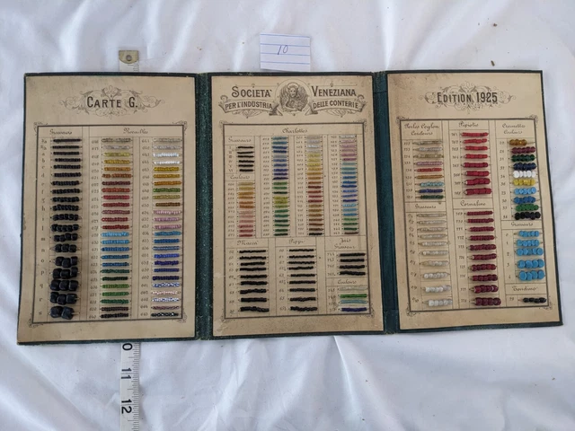 Antique vintage 1920's Venitian Venise Italy carded folio glass bead sample lot