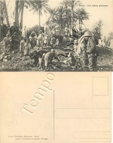 Colonie, Libia - Derna, militari e popolazione locale