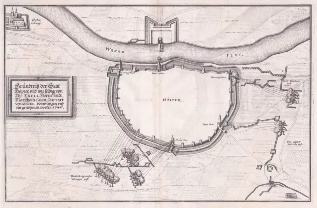 Marie Commun Dubai Bataille Carte Plan Gravure sur Cuivre Westfalen Merian 1650