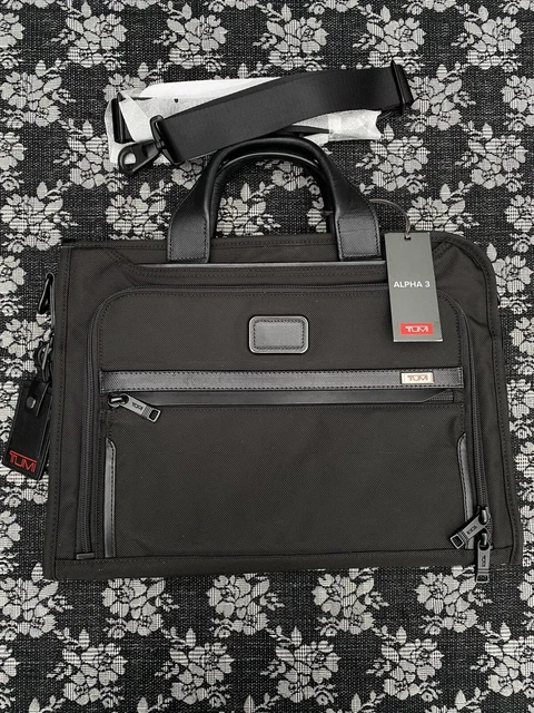 TUMI Alpha 3 Slim Deluxe Portfolio Briefcase 117301-1041 Black Ballistic