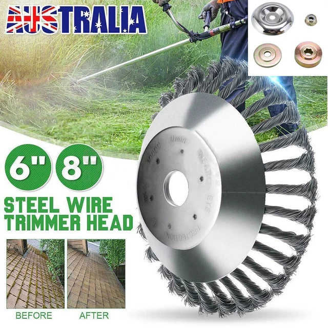 6/8& WEED BRUSH Steel Wire Trimmer Wheel Garden LawnMower Head Tool