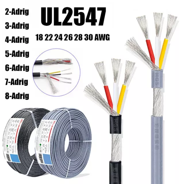 UL2547 PVC Abgeschirmtes Kabel Kopfhörer Audiosignal Draht 2-8Kern Steuerleitung