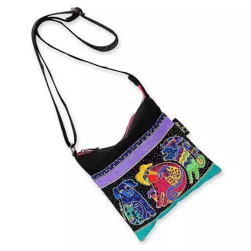 Dogs and Doggies Laurel Burch Small Canvas Purse Tote Cross-Body Bag