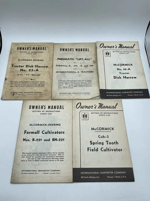 McCormick International Harvester Company Owner’s manuals 5 manuals