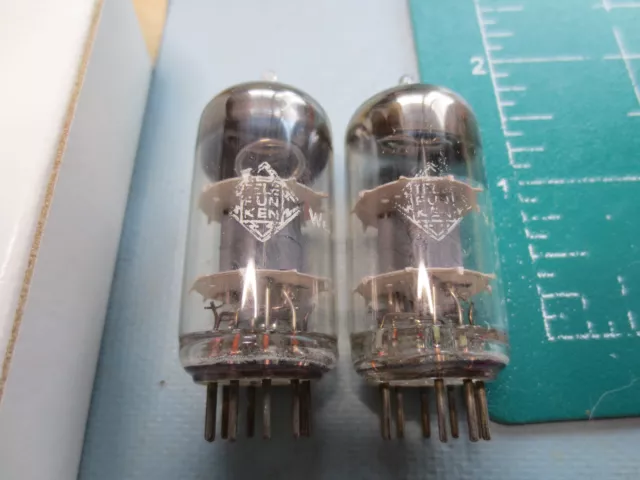 Matched Pair of Telefunken ECC81 / 12AT7 Tubes, Diamond Bottom  (Lot 1-8)