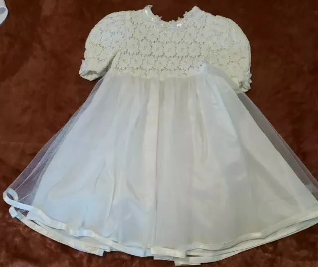 Storybook Heirlooms Flower Girl Wedding Princess Dress Ivory Tulle Satin Lace 4
