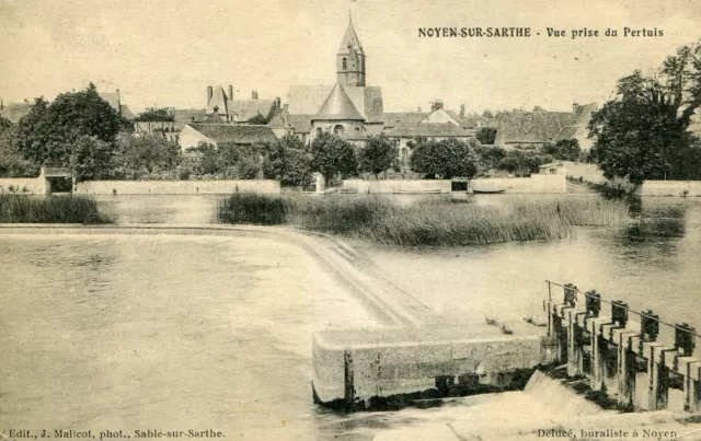 France Noyen-sur-Sarthe - Vue prise du Pertuis old postcard