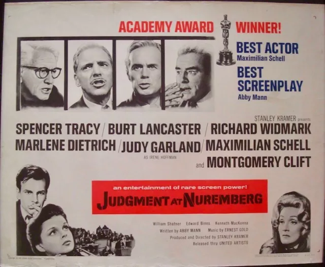 JUDGMENT AT NUREMBERG half sheet movie poster BURT LANCASTER MARLENE DIETRICH