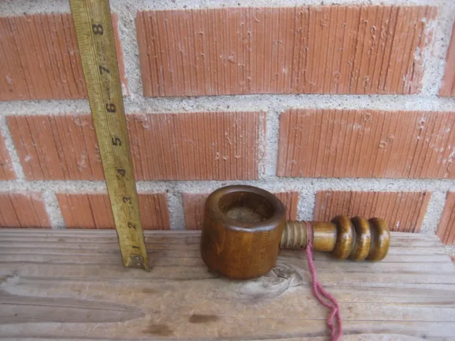 Vintage Old Wood Turned Screw Nut Cracker Home Kitchen Art Decor