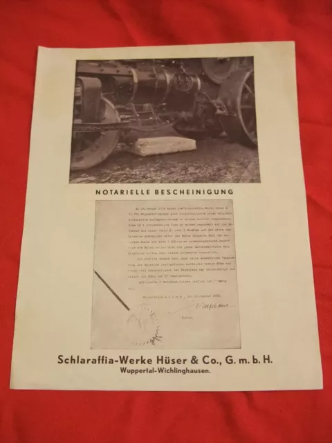a original Werbung Reklame Plakat Poster Prospekt Schlaraffia - Werke Hüser & Co