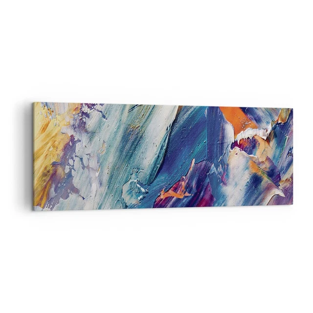 Quadro Su Tela 160x50 Cm - Stampa Astratta Pastelli, Decorazione Murale Moderna