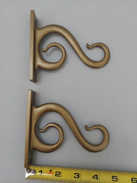 Vtg Wall Mount Hook Decorative Plant Bracket Hanger Flower Pot Coat Gold Garden