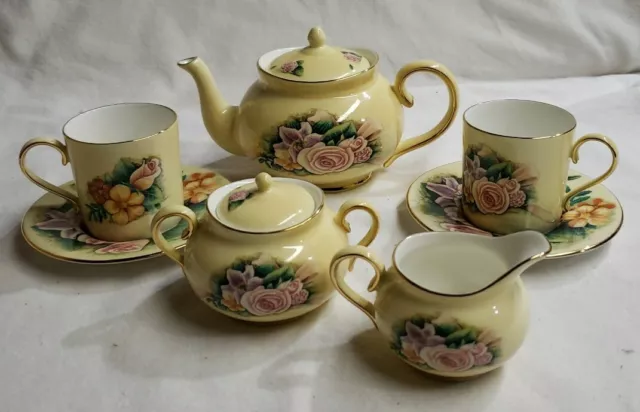 Hour of Power Bone China Tea Set Crystal Cathedral Yellow  Floral 2002 Mini 1021