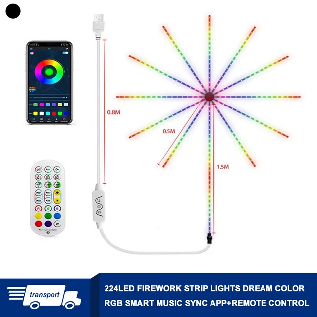 LED Firework Strip Light Dream Color RGB Sync APP Remote Control Color Changing