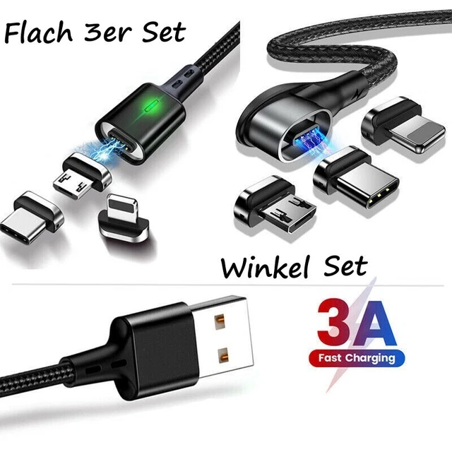 Magnet Schnell Ladekabel Datenkabel magnetisch QC 3.0 Typ-C  Micro USB Iphone
