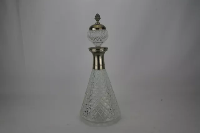 Vintage(1930s) Fantastic Cut Glass & Silver Plated Decanter, Super Styling