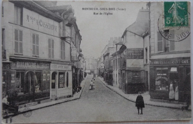 MONTREUIL SOUS BOIS 93 cpa Rue de l'Eglise Bon Etat 1912