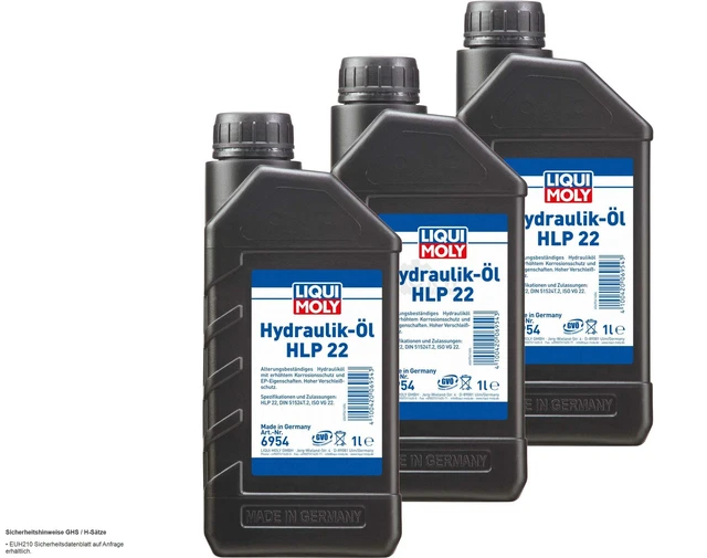 3x Liqui Moly 1L Olio Idraulico Hlp 22 din 51524T.2 Iso VG Indossare 6954