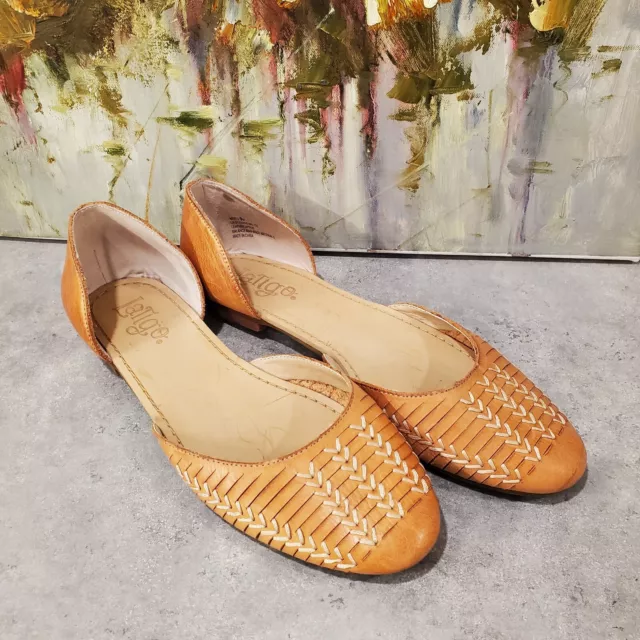 Anthropologie Latigo Mateo Woven Slip On Flats Camel Tan Size 9/10