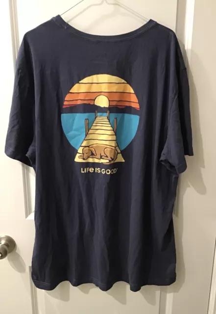 Life is Good  Mens XXL “Dog On Dock With Sunset” Crusher Lite T-shirt