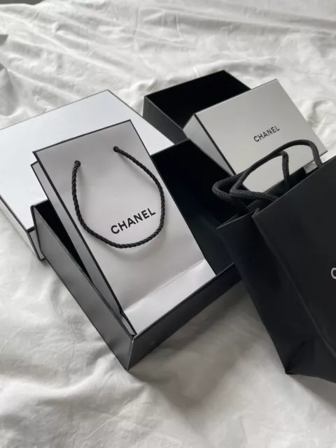 CHANEL Empty Earrings Necklace Gift Box 2.65 x 2.65 x 1.45 Paper Bag &  Pouch