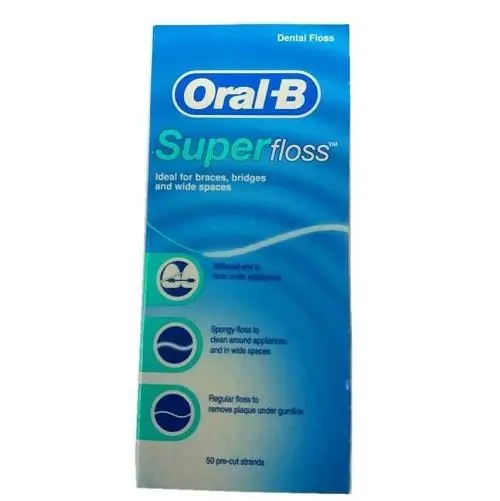 Oral-B Superfloss Super Dental Floss Braces Bridges - 50 Pre-cut Strands