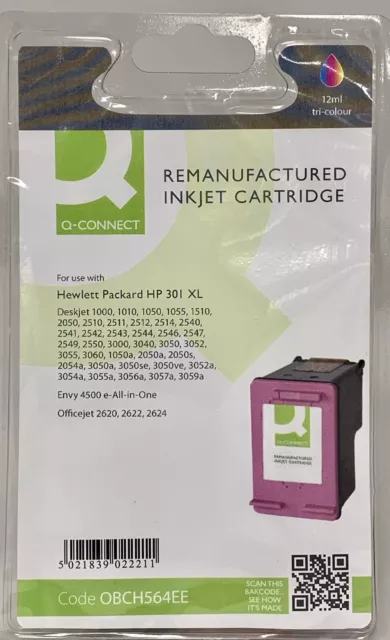 HP 301 XL Tri-Colour Compatible Inkjet Cartridge 12ml Q-Connect