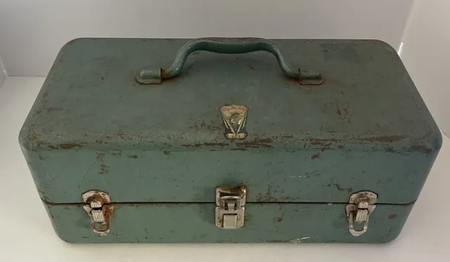 Vintage Green Falls City My Buddy 2 Shelf Tackle Box #252