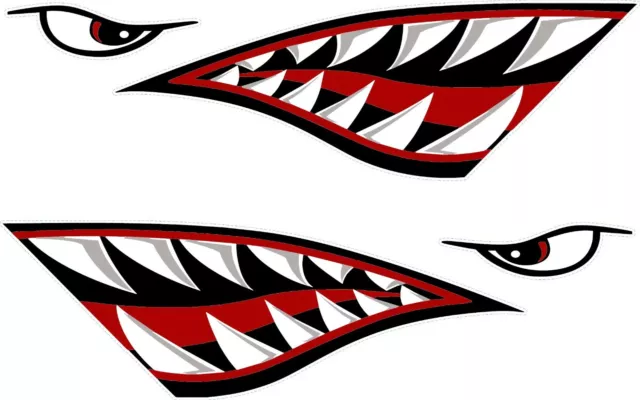 Shark Teeth Boat Decal, Mirrored Pair, Diecut vinyl  sticker approx 300x80 mm