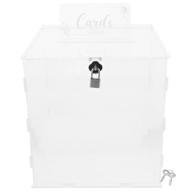 Caja de tarjetas de boda de acrílico con cerradura para tarjetas de regalo y dinero