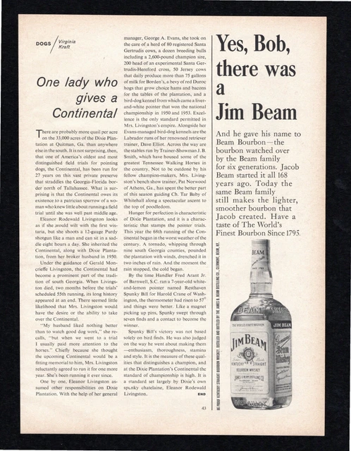 1963 Jim Beam Kentucky Straight Bourbon Whiskey Sports Illustrated Print Ad Ori
